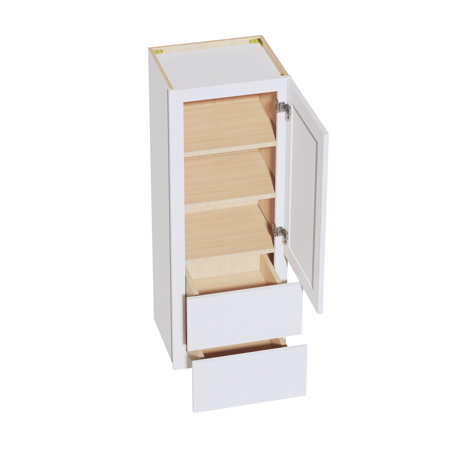 WD1848-SSW  Wall Blind Corner Cabinet 1 Door & 2 Shelves - Slim Shaker Style - White   18'W x 48"H x 15"D