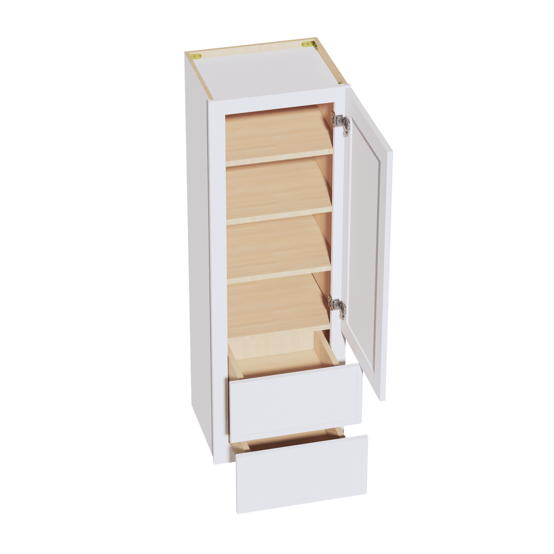 WD1854-SSW  Diagonal Wall Corner Cabinet 1 Door & 2 Shelves - Slim Shaker Style - White   18'W x 54"H x 15"D