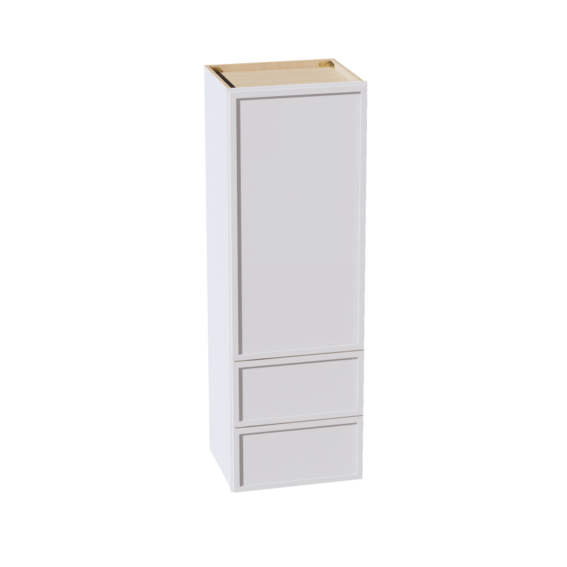 WD1854-SSW  Diagonal Wall Corner Cabinet 1 Door & 2 Shelves - Slim Shaker Style - White   18'W x 54"H x 15"D