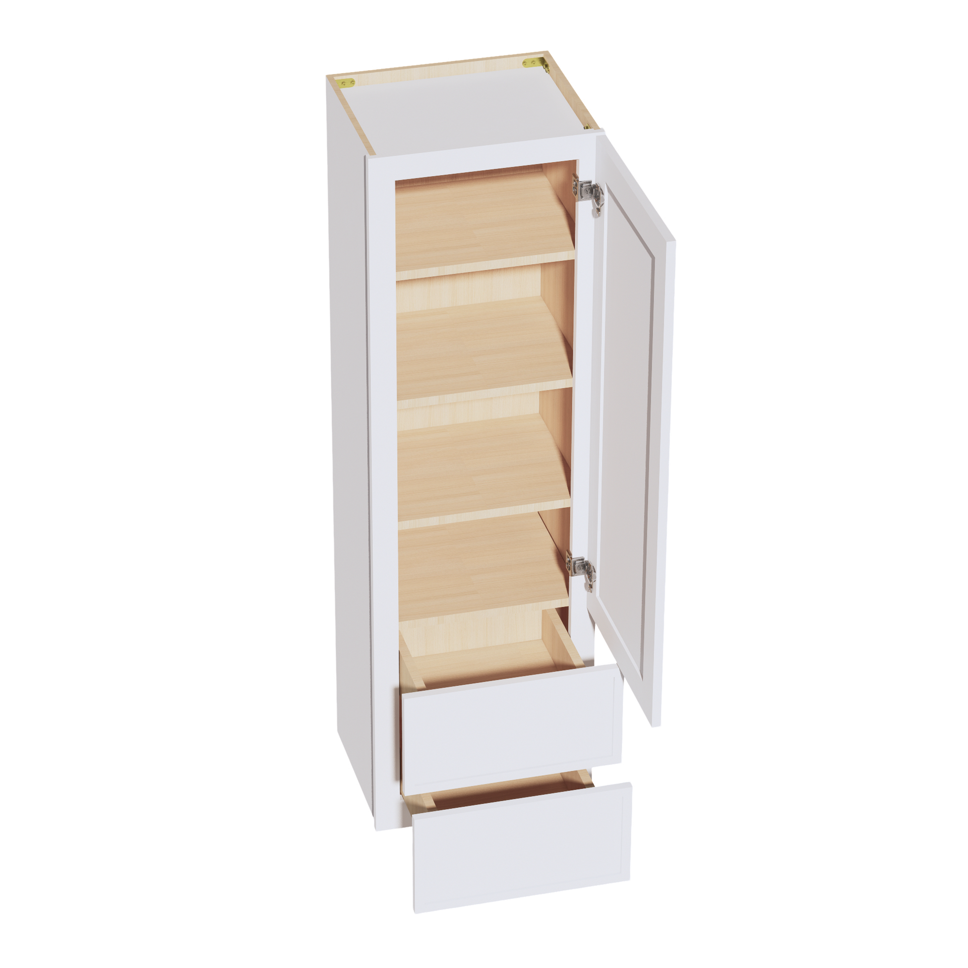 WD1860-SSW  Diagonal Wall Corner Cabinet 1 Door & 2 Shelves - Slim Shaker Style - White   18'W x 60"H x 15"D