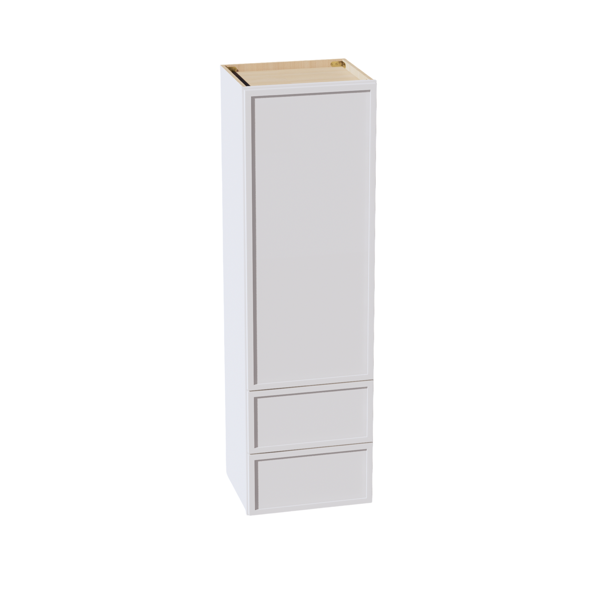 WD1860-SSW  Diagonal Wall Corner Cabinet 1 Door & 2 Shelves - Slim Shaker Style - White   18'W x 60"H x 15"D