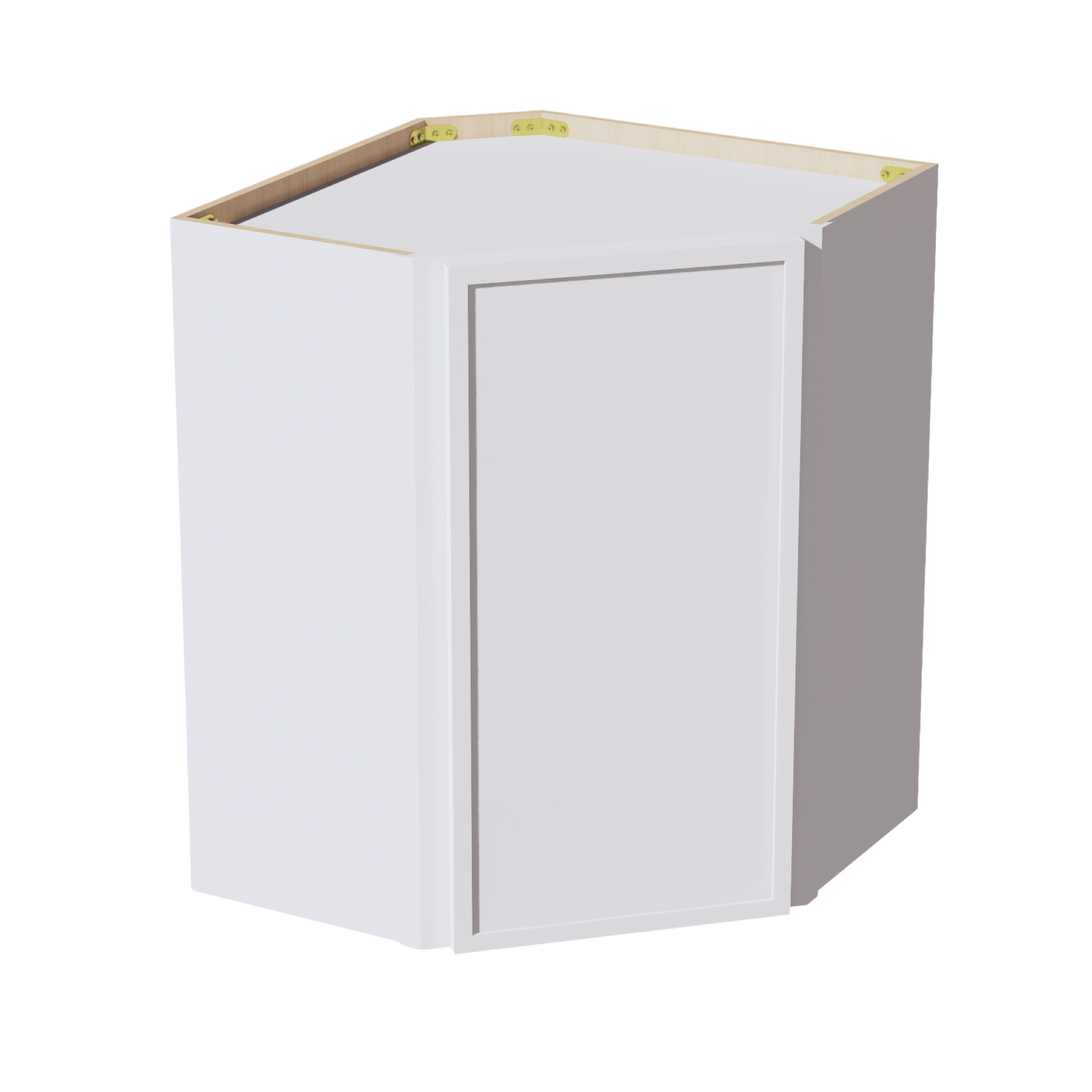 WDC2430-SSW  Diagonal Wall Corner Cabinet 1 Door & 2 Shelves - Slim Shaker Style - White   24"W x 30"H x 24"D