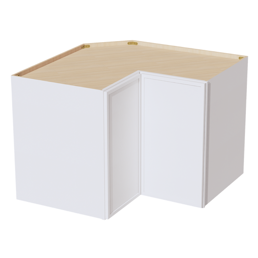 WPC2430-SSW  Wall Corner Cabinet Pie Cut  1 Door & 2 Shelves  - Slim Shaker Style - White   11-1/2" X 11-1/2" x 30"H x 24"D