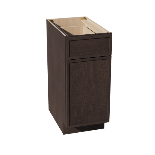 B15-SSE: Slim Shaker Espresso 15" 1 Drawer 1 Door Standard Base Cabinet