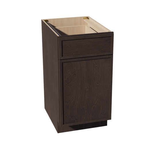B18-SSE: Slim Shaker Espresso 18" 1 Drawer 1 Door Standard Base Cabinet
