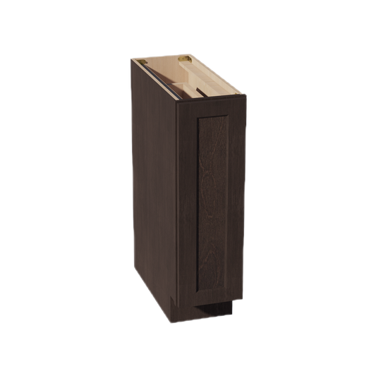 BF09-PO-SSE  Base cabinet Full Door Pull Out Spice Rack - Slim Shaker Style - Espresso   09"W x 34-1/2"H x 24"D