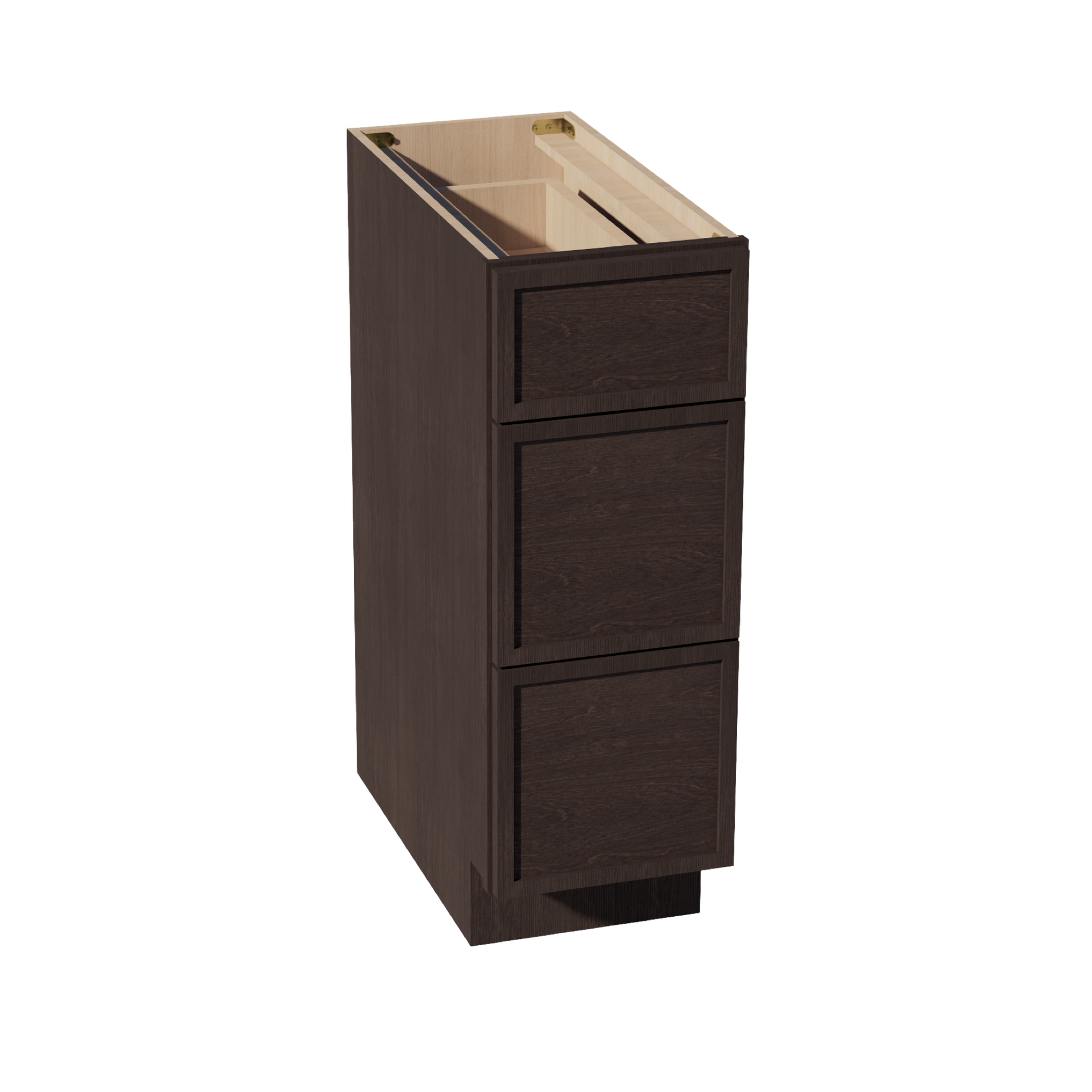 DB12-SSE  Base Cabinet 3 Drawers - Slim Shaker Style - Espresso   12"W x 34-1/2"H x 24"D
