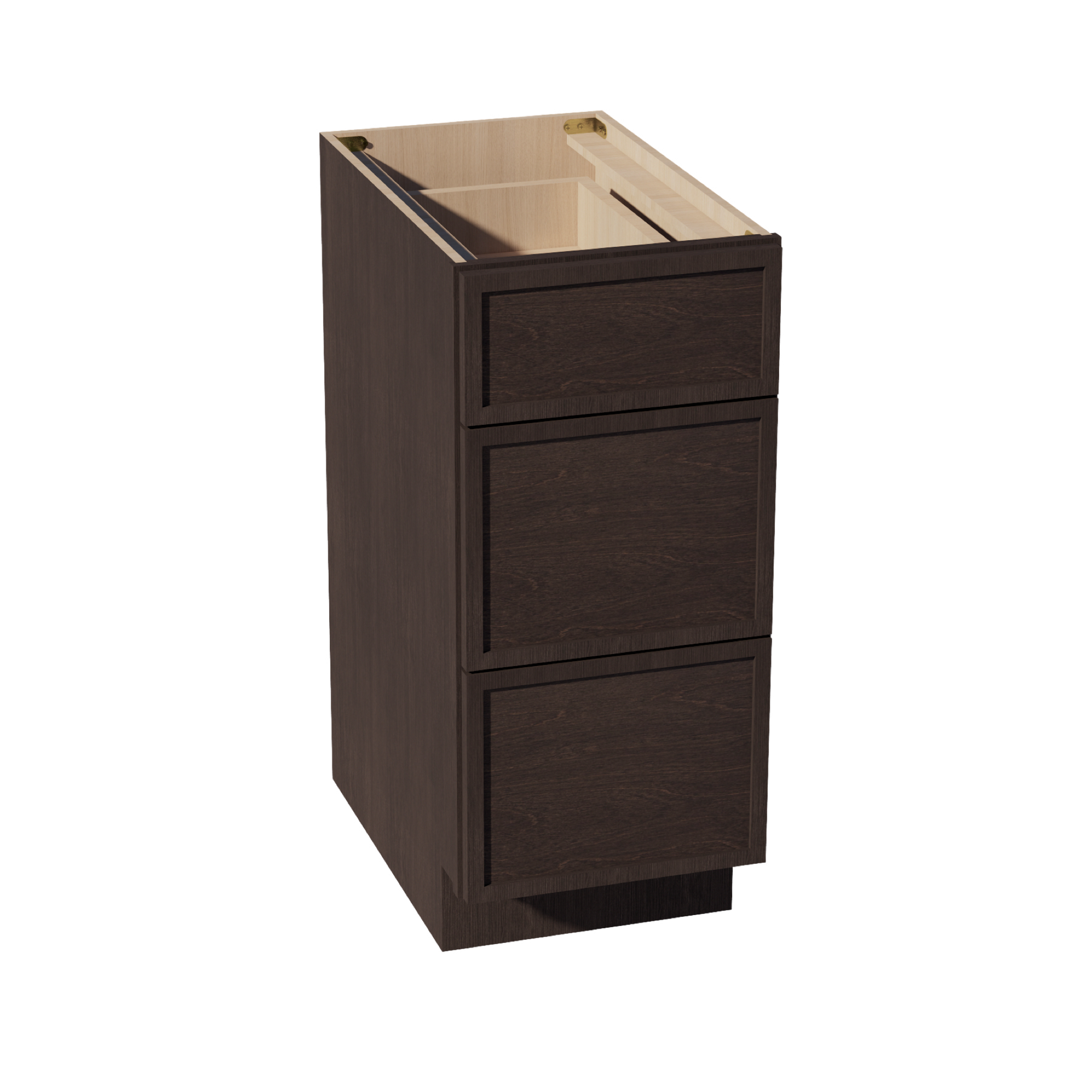 DB15-SSE  Base Cabinet 3 Drawers - Slim Shaker Style - Espresso   15"W x 34-1/2"H x 24"D