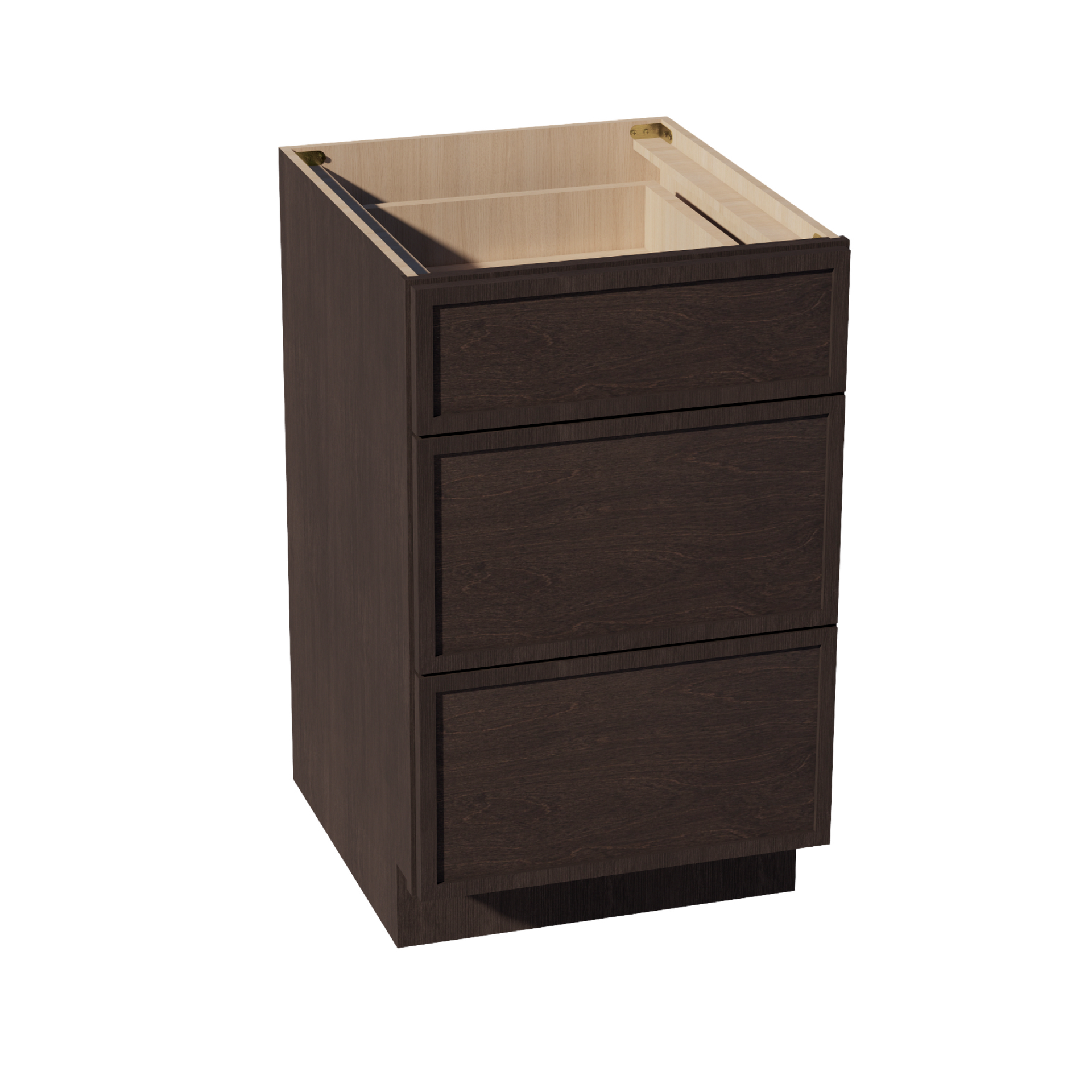 DB21-SSE  Base Cabinet 3 Drawers - Slim Shaker Style - Espresso   21"W x 34-1/2"H x 24"D