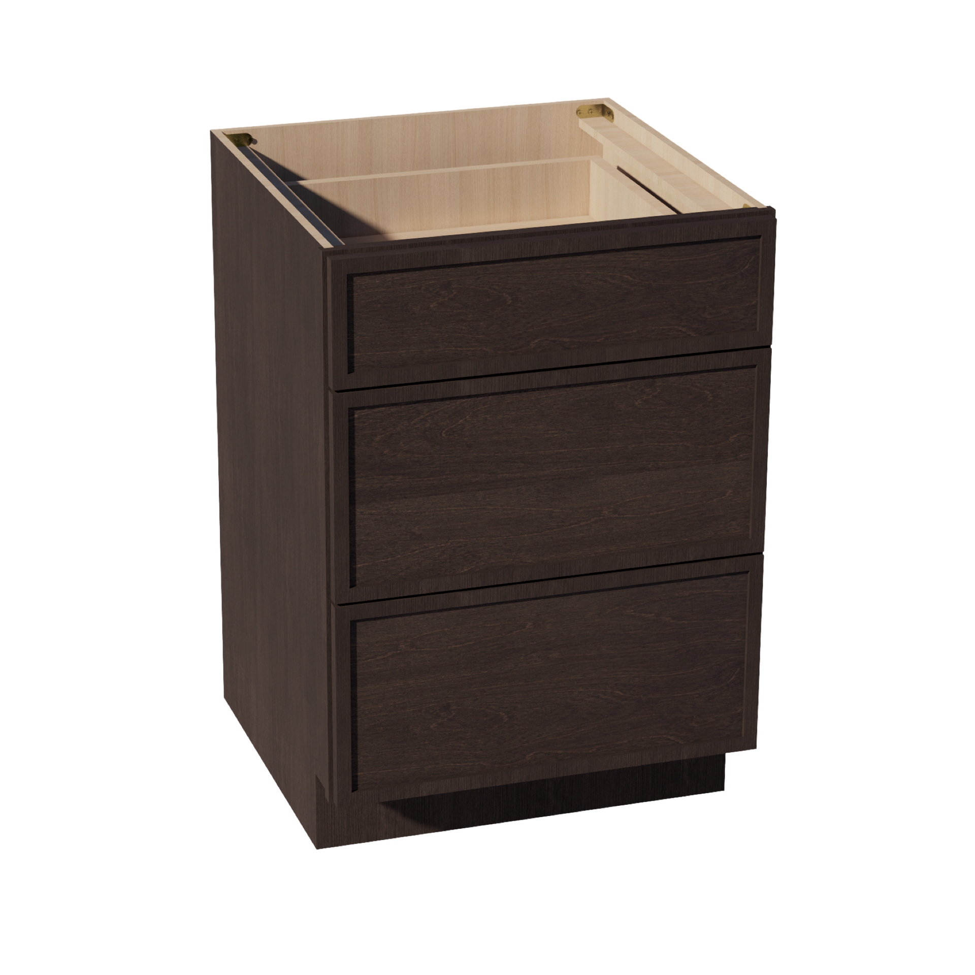 DB24-2-SSE  Base Cabinet 3 Drawers - Slim Shaker Style - Espresso   24"W x 34-1/2"H x 24"D