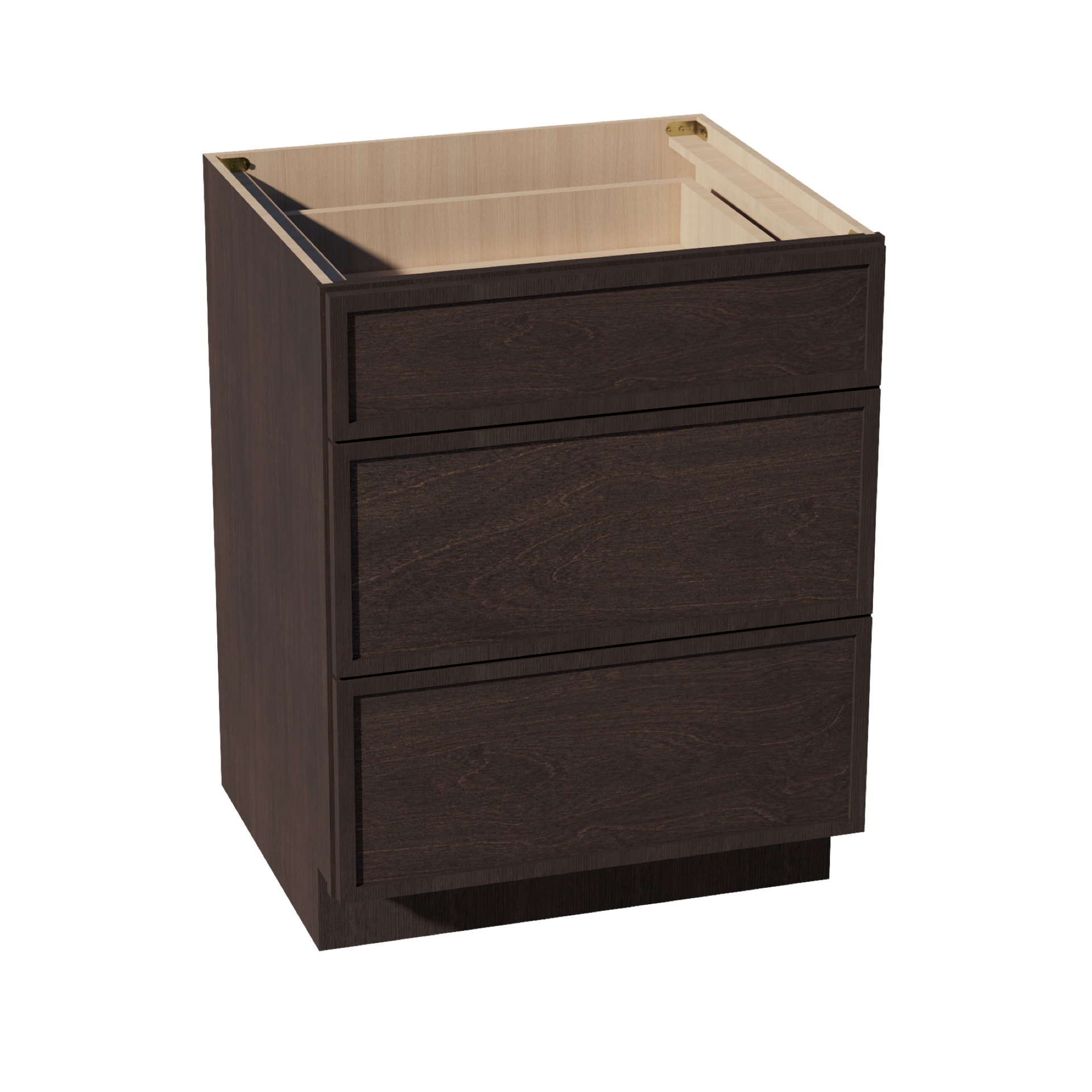 DB27-SSE  Base Cabinet 3 Drawers - Slim Shaker Style - Espresso   27"W x 34-1/2"H x 24"D