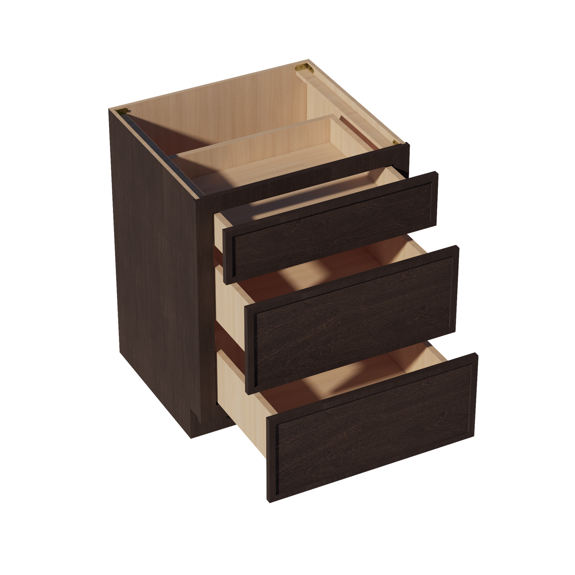 DB27-SSE  Base Cabinet 3 Drawers - Slim Shaker Style - Espresso   27"W x 34-1/2"H x 24"D