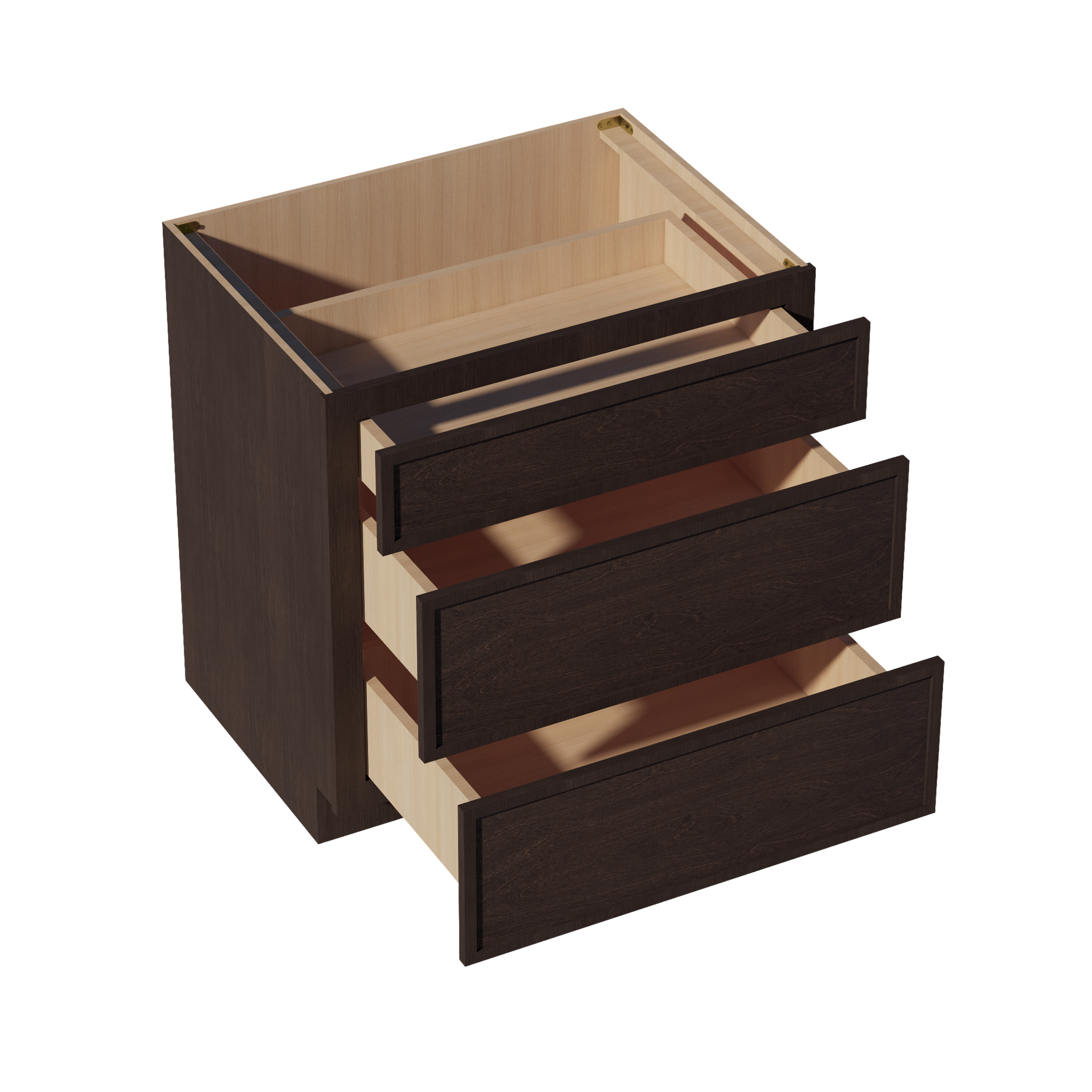 DB33-SSE  Base Cabinet 3 Drawers - Slim Shaker Style - Espresso   33"W x 34-1/2"H x 24"D