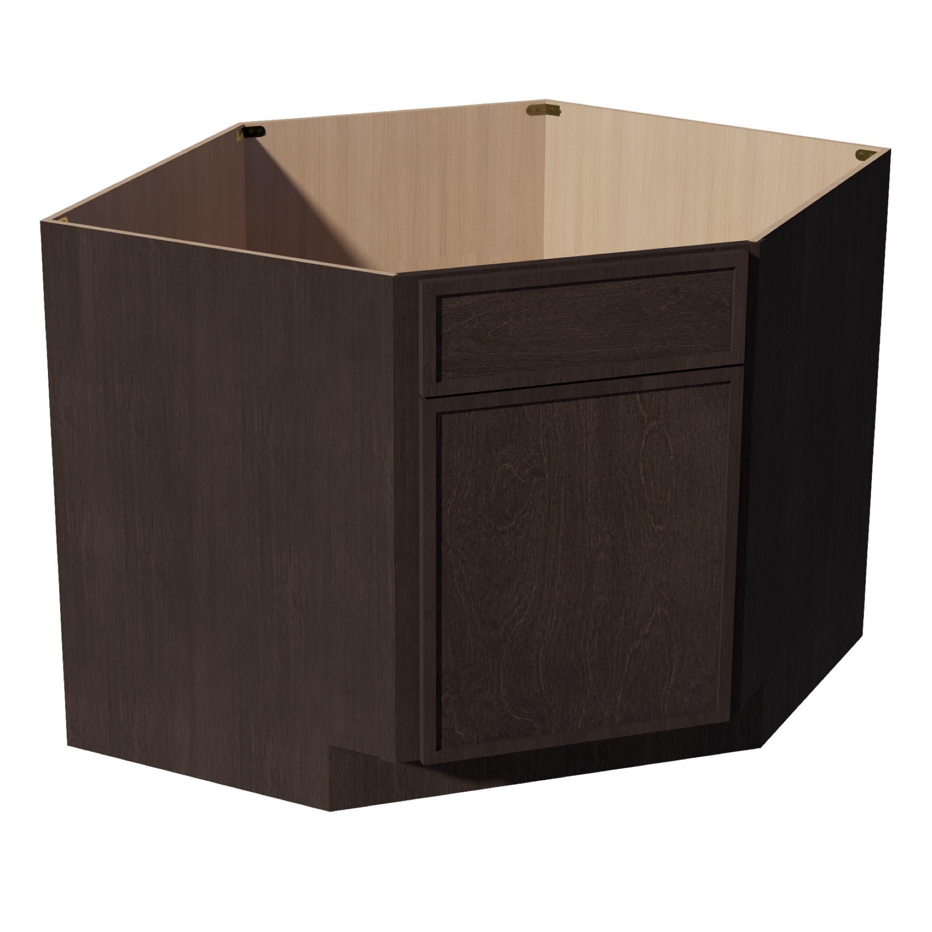 DSB42-SSE  Base Cabinet 1 Door 1 False Drawer Corner Sink - Slim Shaker Style - Espresso   27"W x 34-1/2"H x 24"D