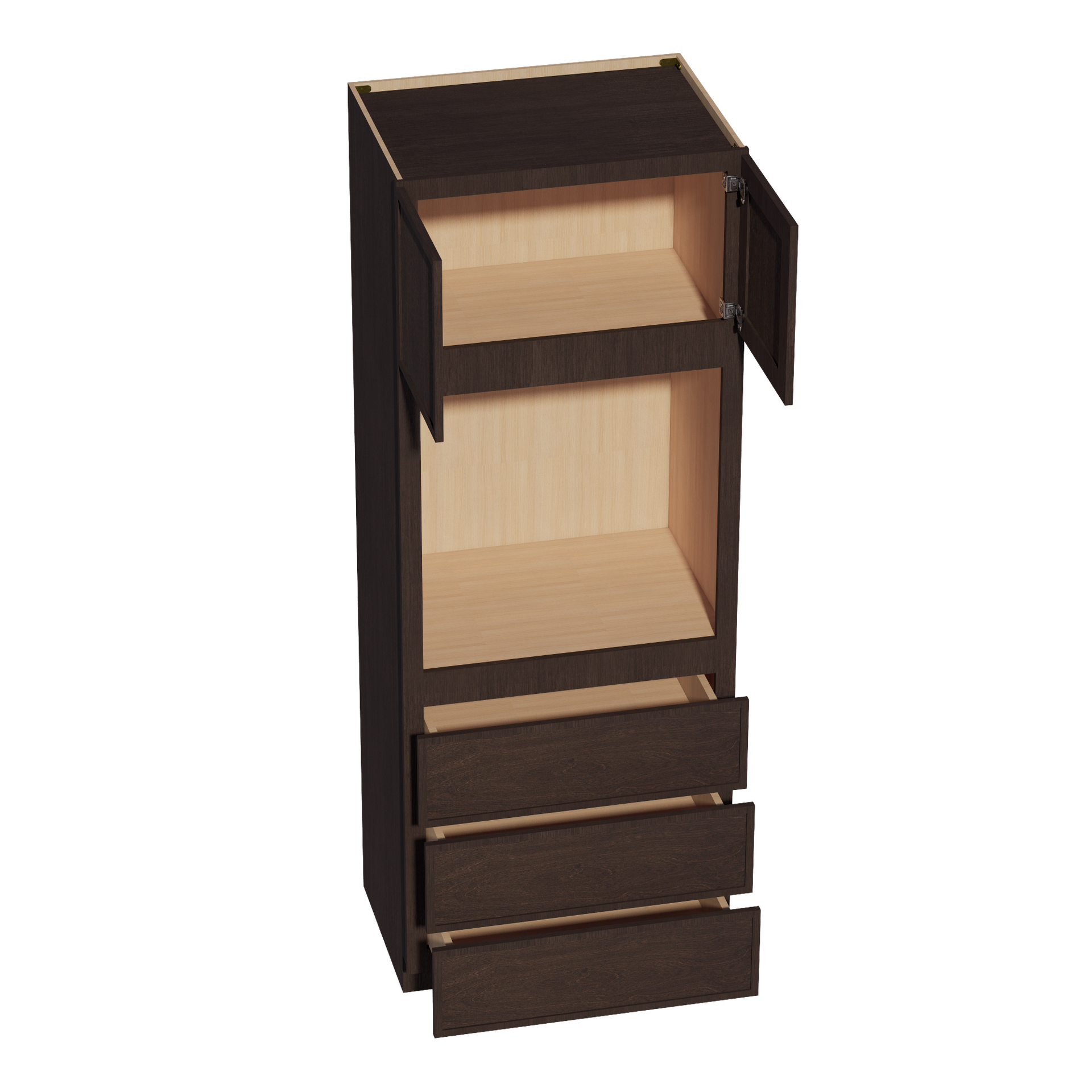 OC3390-SSE  Tall Oven 2 Door & 3 Drawers Cabinet - Slim Shaker Style - Espresso   33"W x 90"H x 24"D