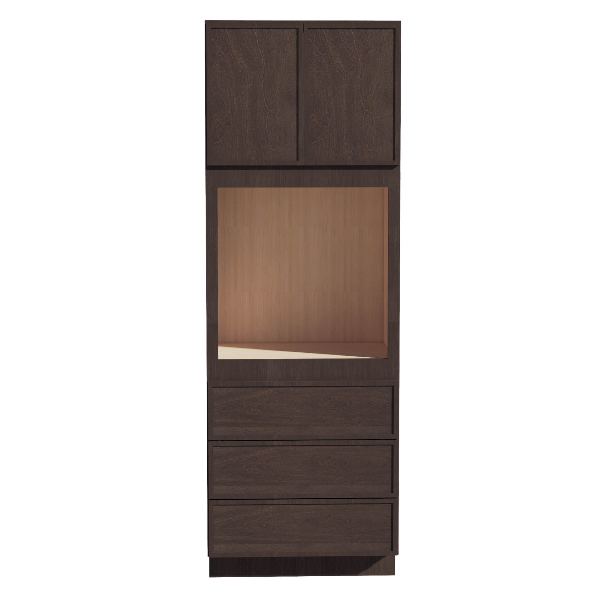 OC3396-SSE: Slim Shaker Espresso 33"W x 96"H x 24"D 2 Doors & 3 Drawers Tall Oven Shelf Cabinets