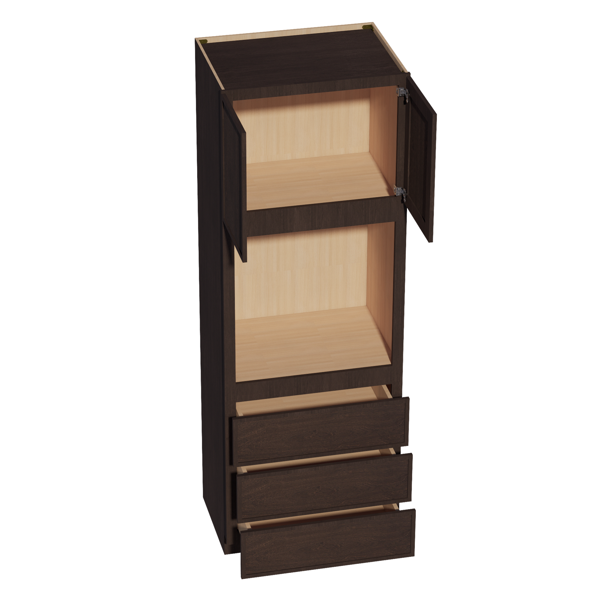 OC3396-SSE: Slim Shaker Espresso 33"W x 96"H x 24"D 2 Doors & 3 Drawers Tall Oven Shelf Cabinets