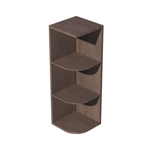 OE1236-SSE  Wall End 4 Shelf Cabinet - Slim Shaker Style - Espresso   12"W x 36"H x 12"D