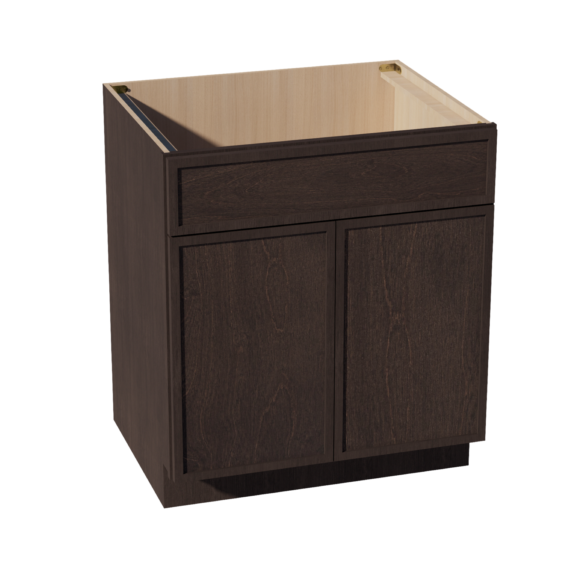 SB30-SSE  Sink Base Cabinet 2 Door 2 False Drawer  - Slim Shaker Style - Espresso   30"W x 34-1/2"H x 24"D