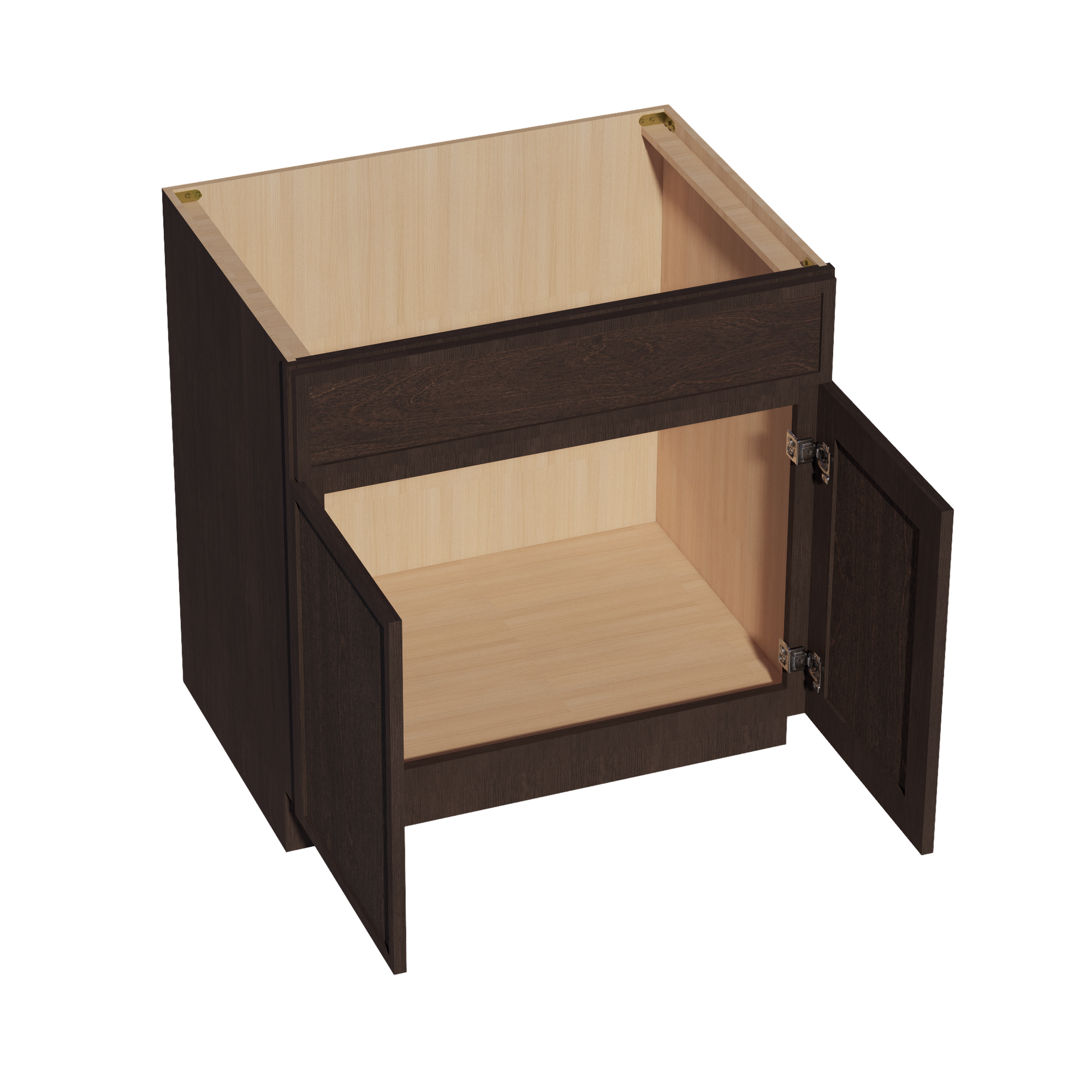 SB33-SSE  Sink Base Cabinet 2 Door 2 False Drawer  - Slim Shaker Style - Espresso   33"W x 34-1/2"H x 24"D