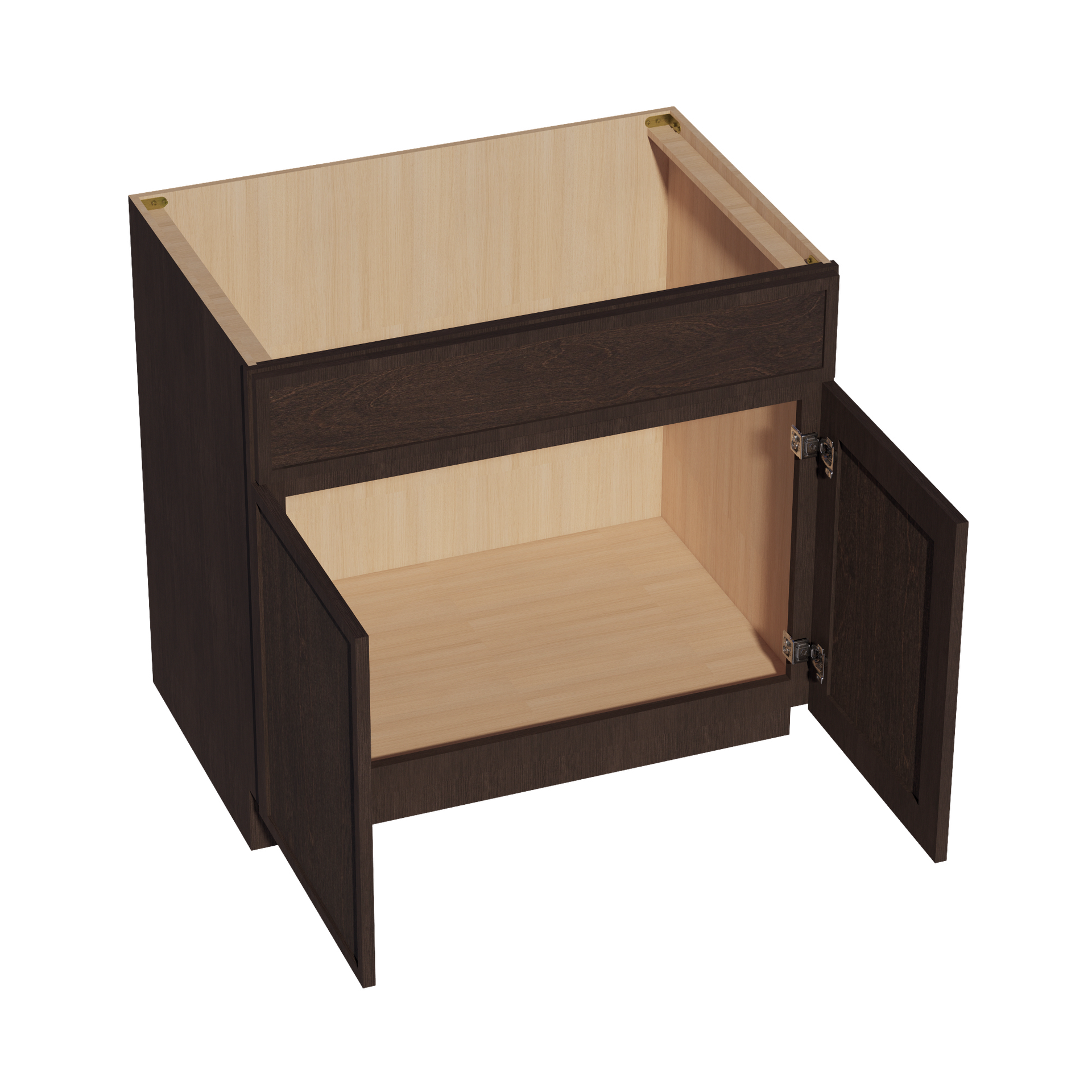 SB36-SSE  Sink Base Cabinet 2 Door 2 False Drawer  - Slim Shaker Style - Espresso   36"W x 34-1/2"H x 24"D