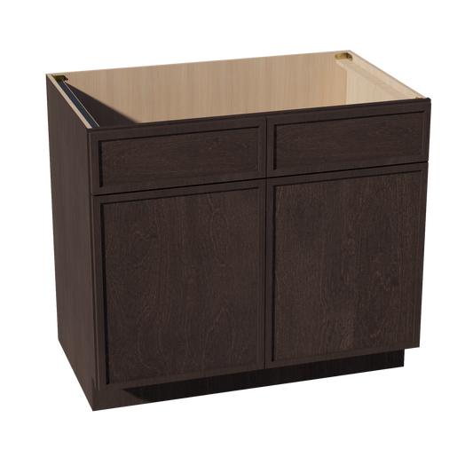 SB39-SSE  Sink Base Cabinet 2 Door 2 False Drawer  - Slim Shaker Style - Espresso   39"W x 34-1/2"H x 24"D