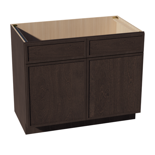 SB42-SSE  Sink Base Cabinet 2 Door 2 False Drawer  - Slim Shaker Style - Espresso   42"W x 34-1/2"H x 24"D