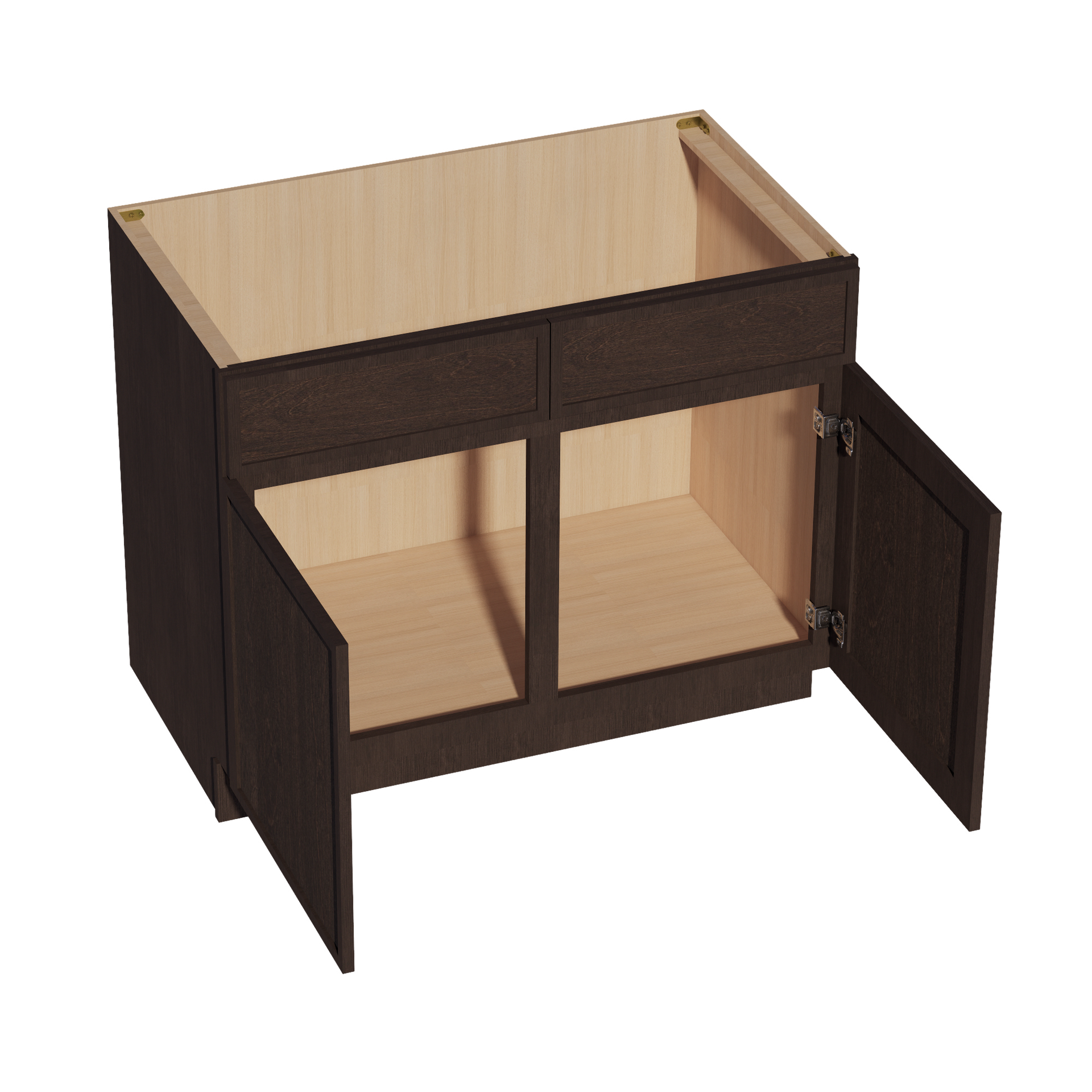SB42-SSE  Sink Base Cabinet 2 Door 2 False Drawer  - Slim Shaker Style - Espresso   42"W x 34-1/2"H x 24"D