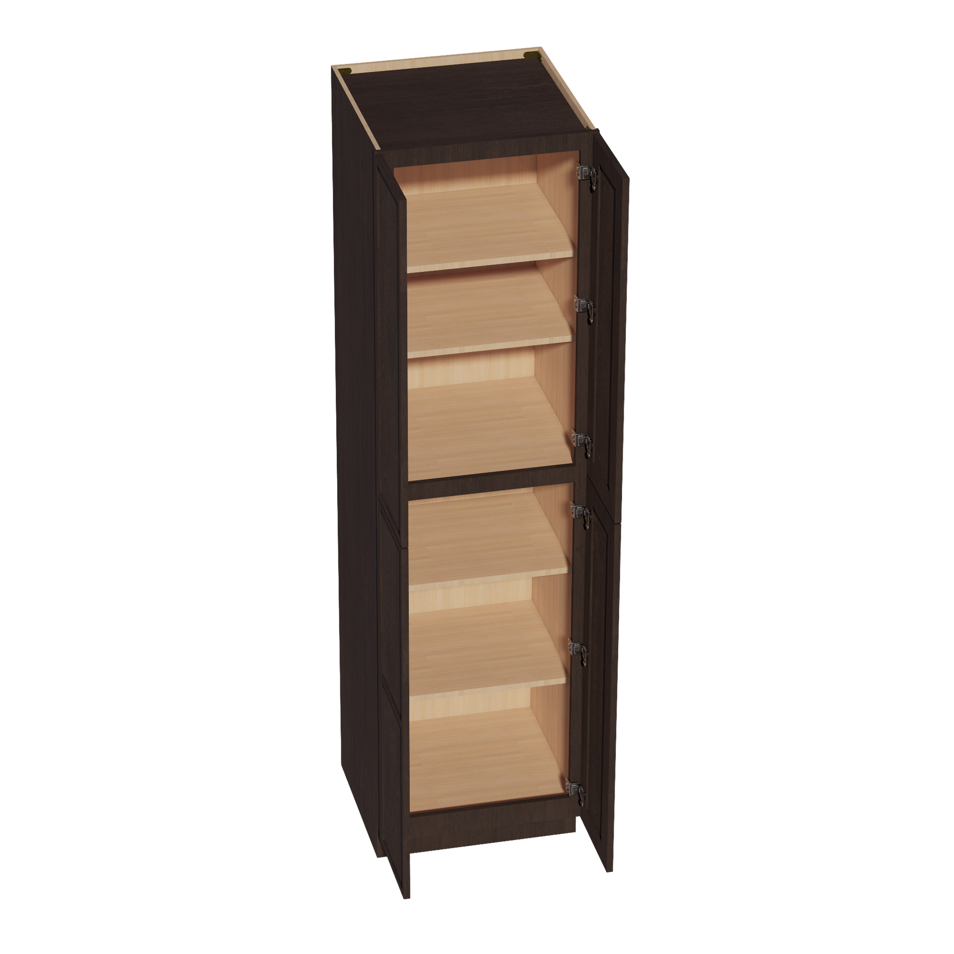 TP2490-SSE: Slim Shaker Espresso 24"W x 90"H x 24"D 4 Door & 5 Shelves Tall Shelf Pantry Cabinets