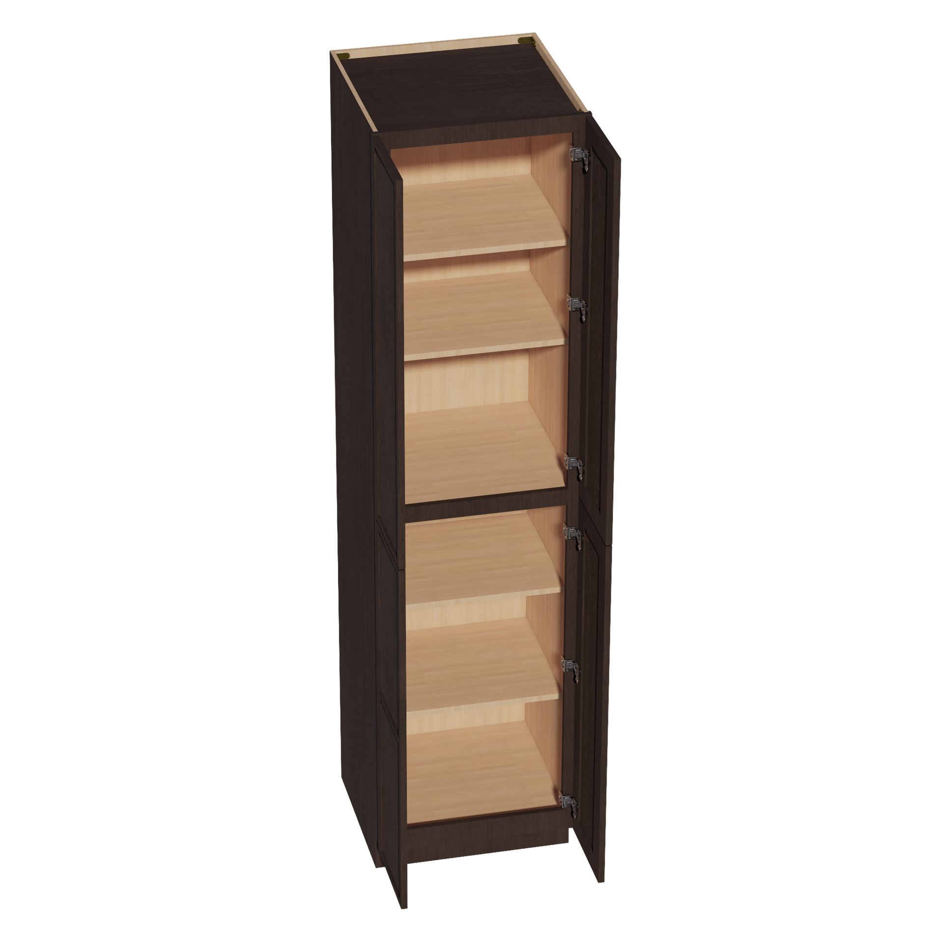 TP2496-SSE  Tall Shelf Pantry Cabinet 4 Door & 6 Sheleves - Slim Shaker Style - Espresso   24" W x 96"H x 24"D