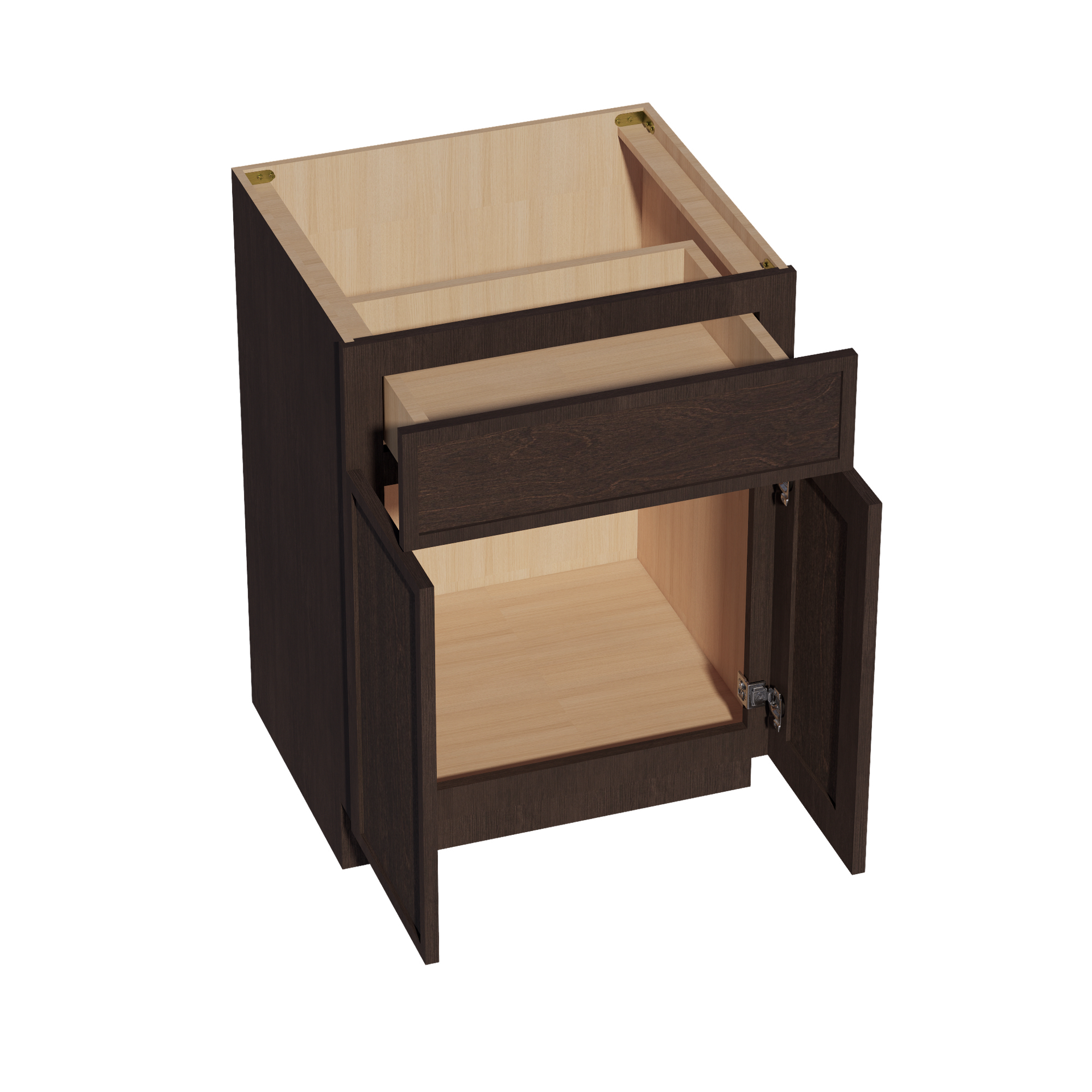 VB2421-SSE  Vanity Base Cabinet 2 Doors & 1 Drawer - Slim Shaker Style - Espresso   24"W x 34-1/2"H x 24"D