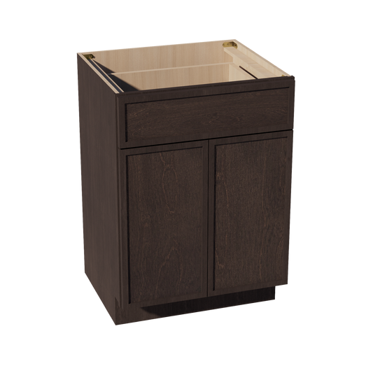 VB2421-SSE  Vanity Base Cabinet 2 Doors & 1 Drawer - Slim Shaker Style - Espresso   24"W x 34-1/2"H x 24"D