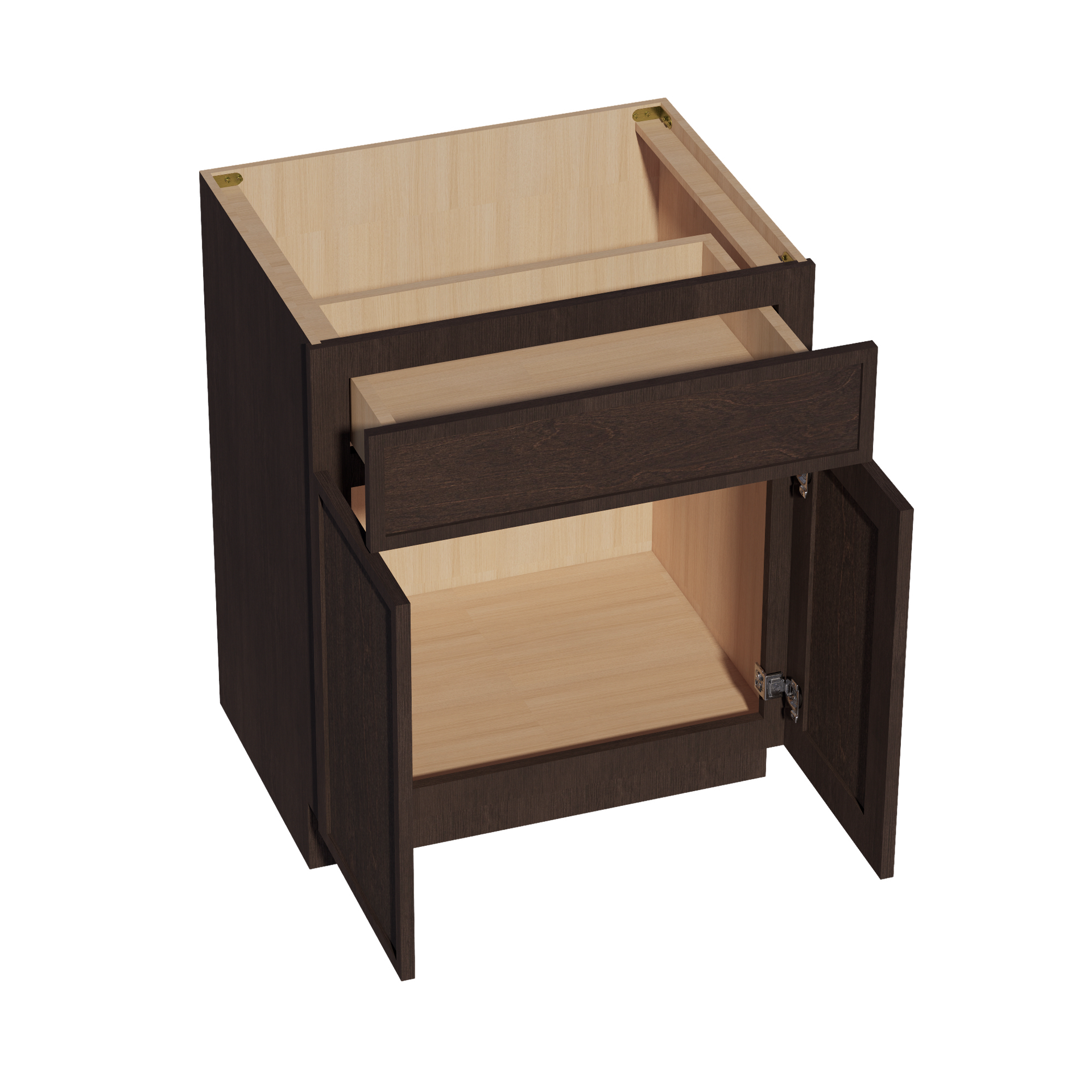VB2721-SSE  Vanity Base Cabinet 2 Doors & 1 Drawer - Slim Shaker Style - Espresso   27"W x 34-1/2"H x 24"D
