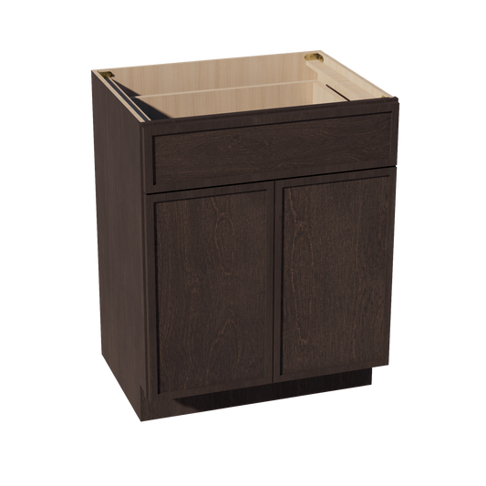 VB2721-SSE  Vanity Base Cabinet 2 Doors & 1 Drawer - Slim Shaker Style - Espresso   27"W x 34-1/2"H x 24"D