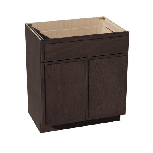 VB3021-SSE  Vanity Base Cabinet 2 Doors & 1 Drawer - Slim Shaker Style - Espresso   30"W x 34-1/2"H x 24"D