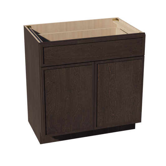 VB3321-SSE  Vanity Base Cabinet 2 Doors & 1 Drawer - Slim Shaker Style - Espresso   33"W x 34-1/2"H x 24"D