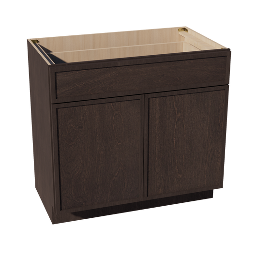 VB3621-SSE  Vanity Base Cabinet 2 Doors & 1 Drawer - Slim Shaker Style - Espresso   36"W x 34-1/2"H x 24"D