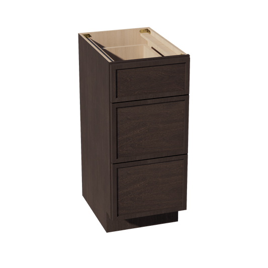 VDB1521-SSE  Vanity Base Cabinet 3 Drawers - Slim Shaker Style - Espresso   15"W x 34-1/2"H x 21"D