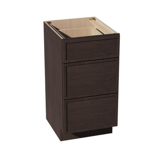 VDB1821-SSE  Vanity Base Cabinet 3 Drawers - Slim Shaker Style - Espresso   18"W x 34-1/2"H x 21"D