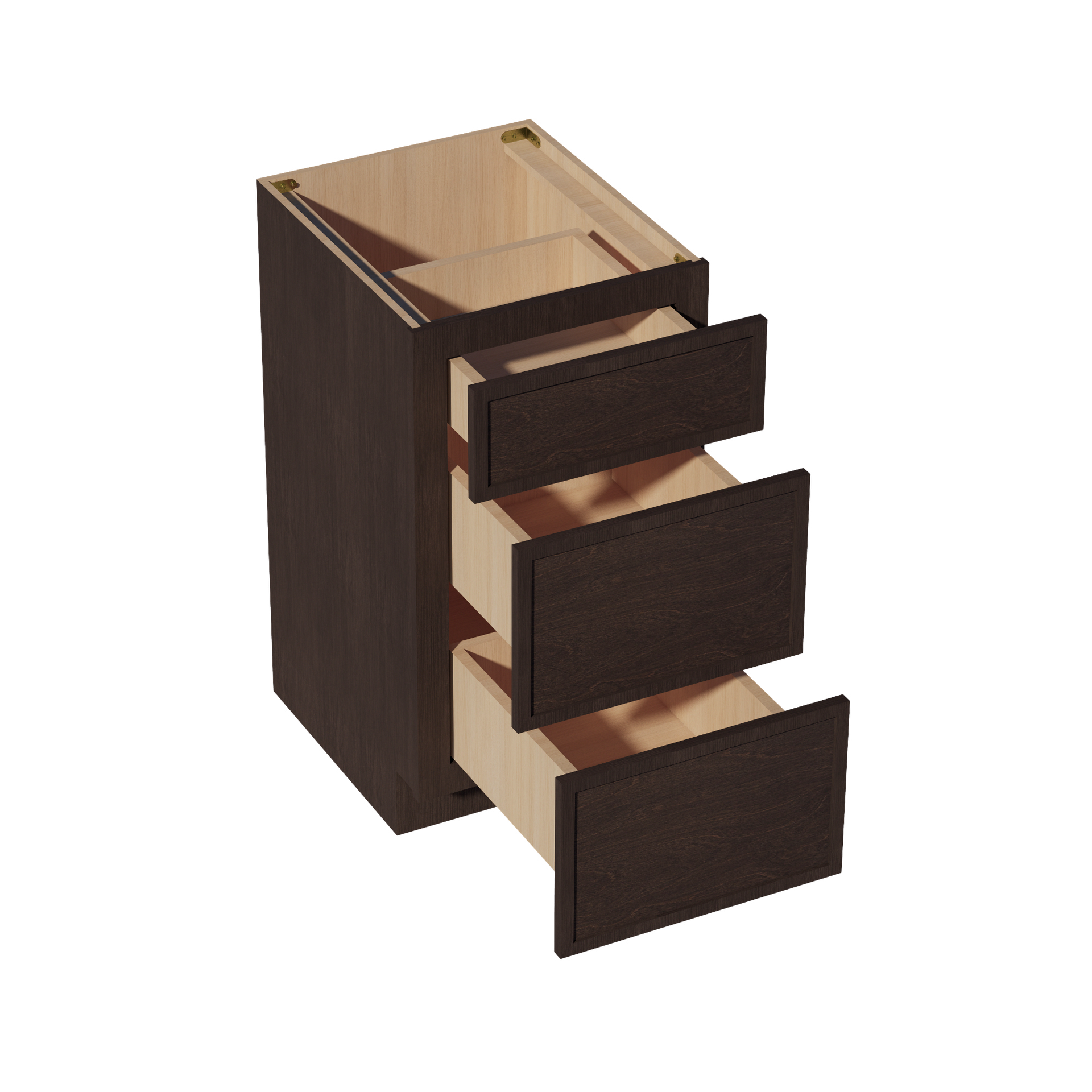VDB1821-SSE  Vanity Base Cabinet 3 Drawers - Slim Shaker Style - Espresso   18"W x 34-1/2"H x 21"D