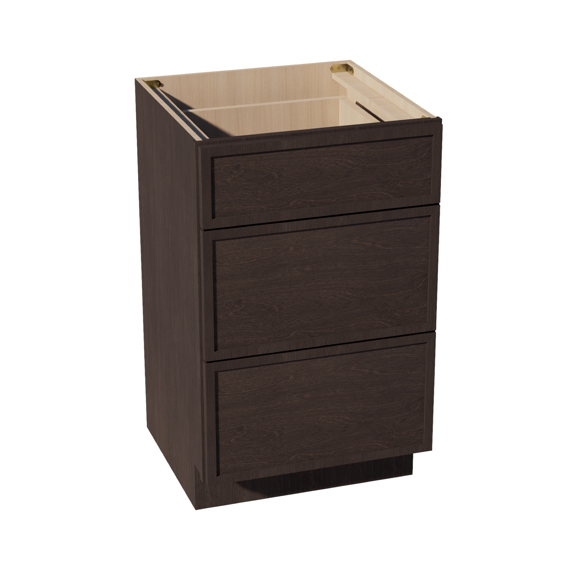 VDB2121-SSE  Vanity Base Cabinet 3 Drawers - Slim Shaker Style - Espresso   21"W x 34-1/2"H x 21"D