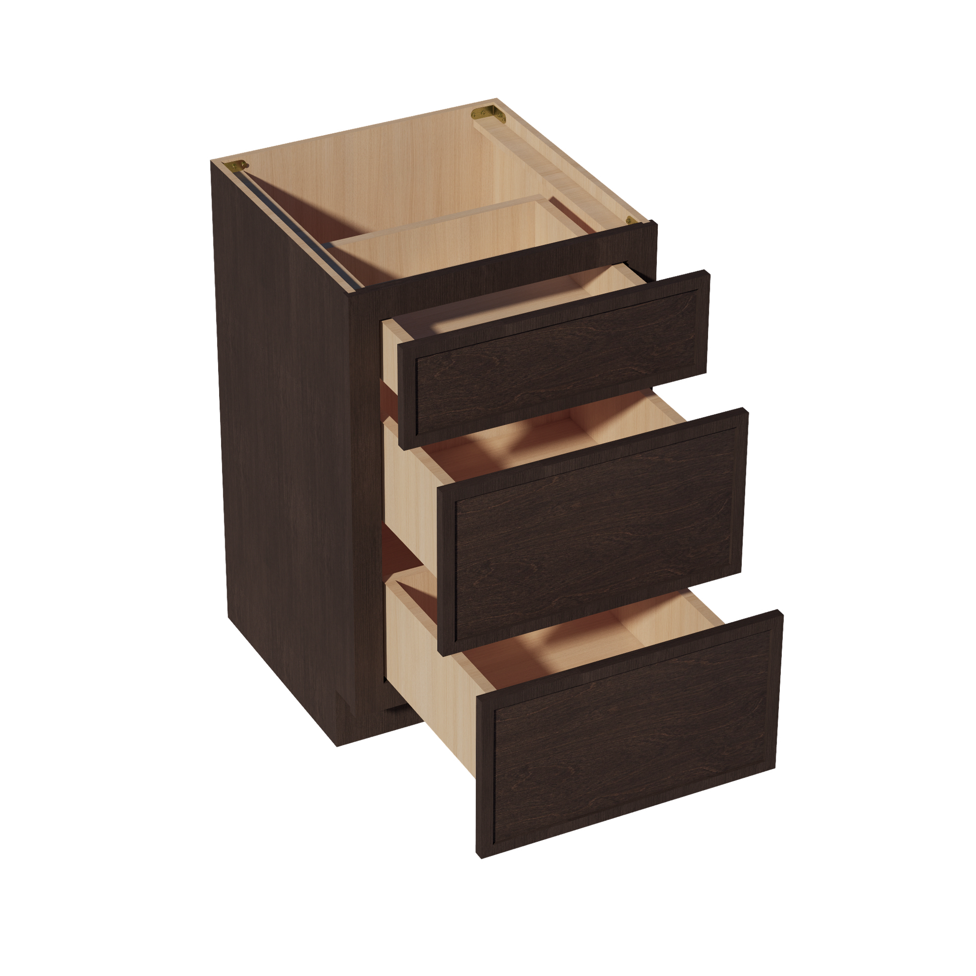VDB2121-SSE  Vanity Base Cabinet 3 Drawers - Slim Shaker Style - Espresso   21"W x 34-1/2"H x 21"D