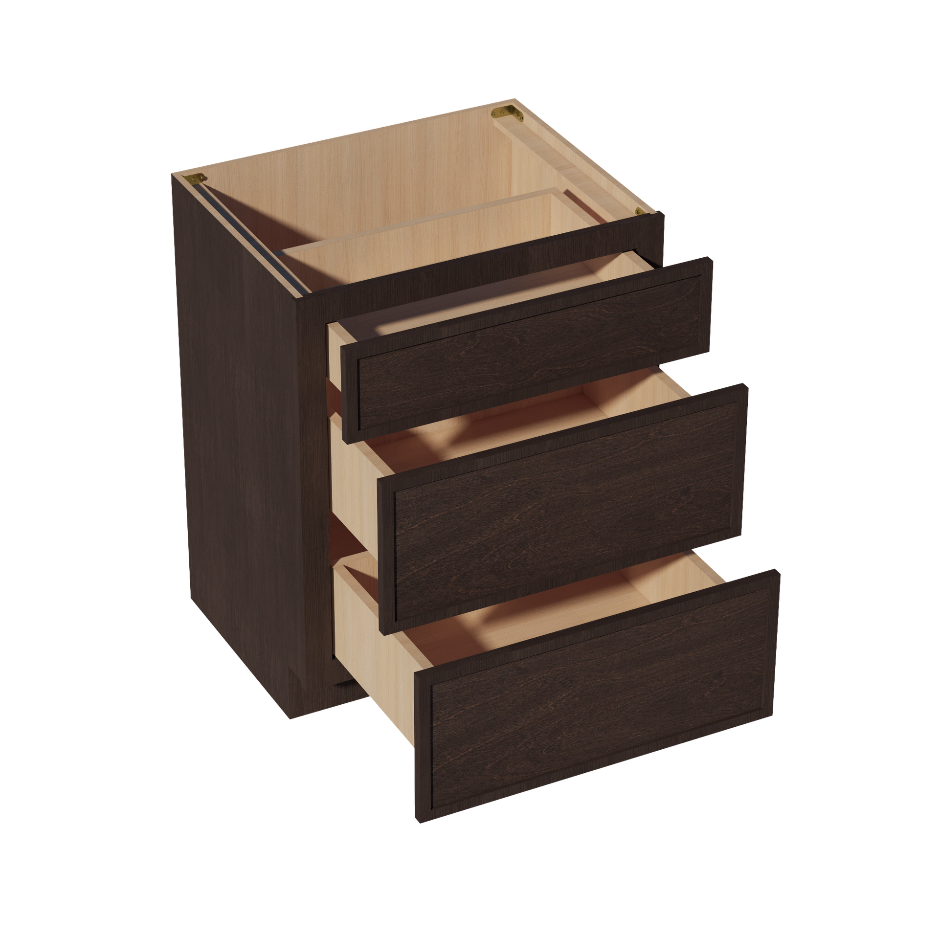 VDB2721-SSE  Vanity Base Cabinet 3 Drawers - Slim Shaker Style - Espresso   27"W x 34-1/2"H x 21"D
