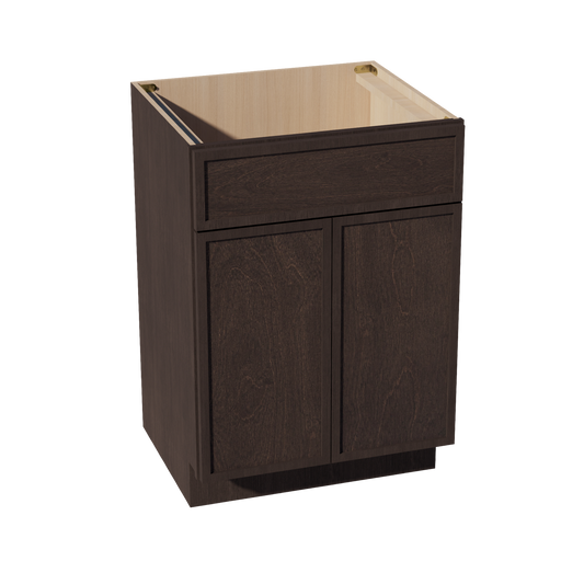 VSB2421-SSE  Vanity Sink Base 1 False Drawer & 2 Doors - Slim Shaker Style - Espresso   24"W x 34-1/2"H x 21"D