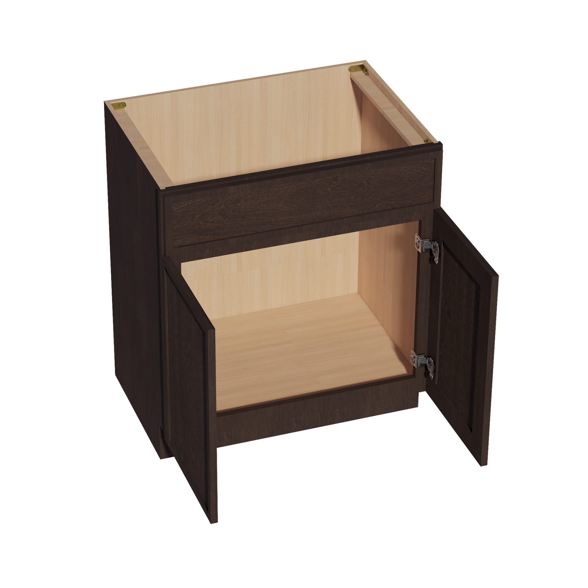 VSB3021-SSE  Vanity Sink Base 1 False Drawer & 2 Doors - Slim Shaker Style - Espresso   30"W x 34-1/2"H x 21"D