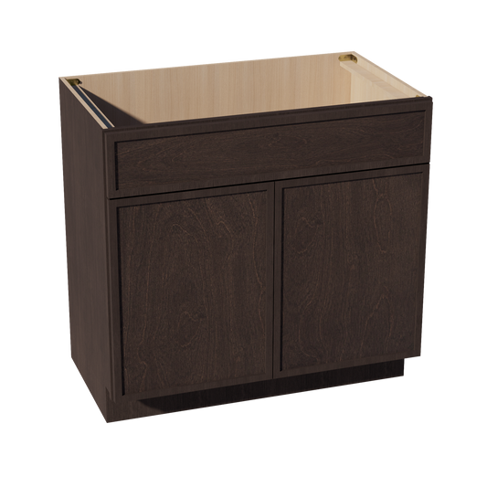 VSB3621-SSE  Vanity Sink Base 1 False Drawer & 2 Doors - Slim Shaker Style - Espresso   36"W x 34-1/2"H x 21"D