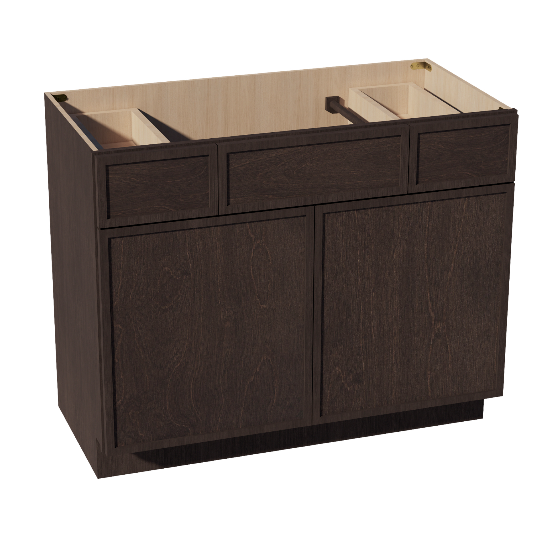 VSD4221-SSE  Vanity Sink Base 2 Doors 2 Drawers & 1 Centered False Drawer  - Slim Shaker Style - Espresso   42"W x 34-1/2"H x 21"D
