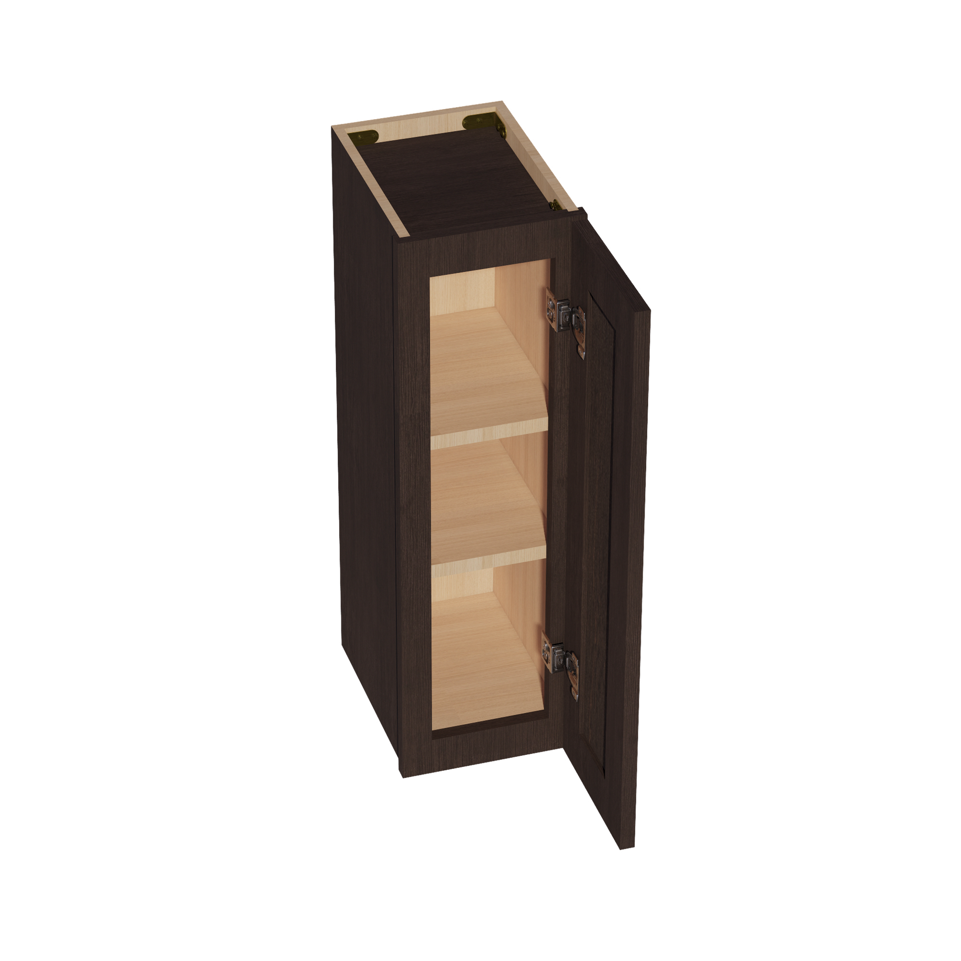 W0930-SSE  Wall Cabinet 1 Door & 2 Shelves - Slim Shaker Style - Espresso   09"W x 30"H x 12"D