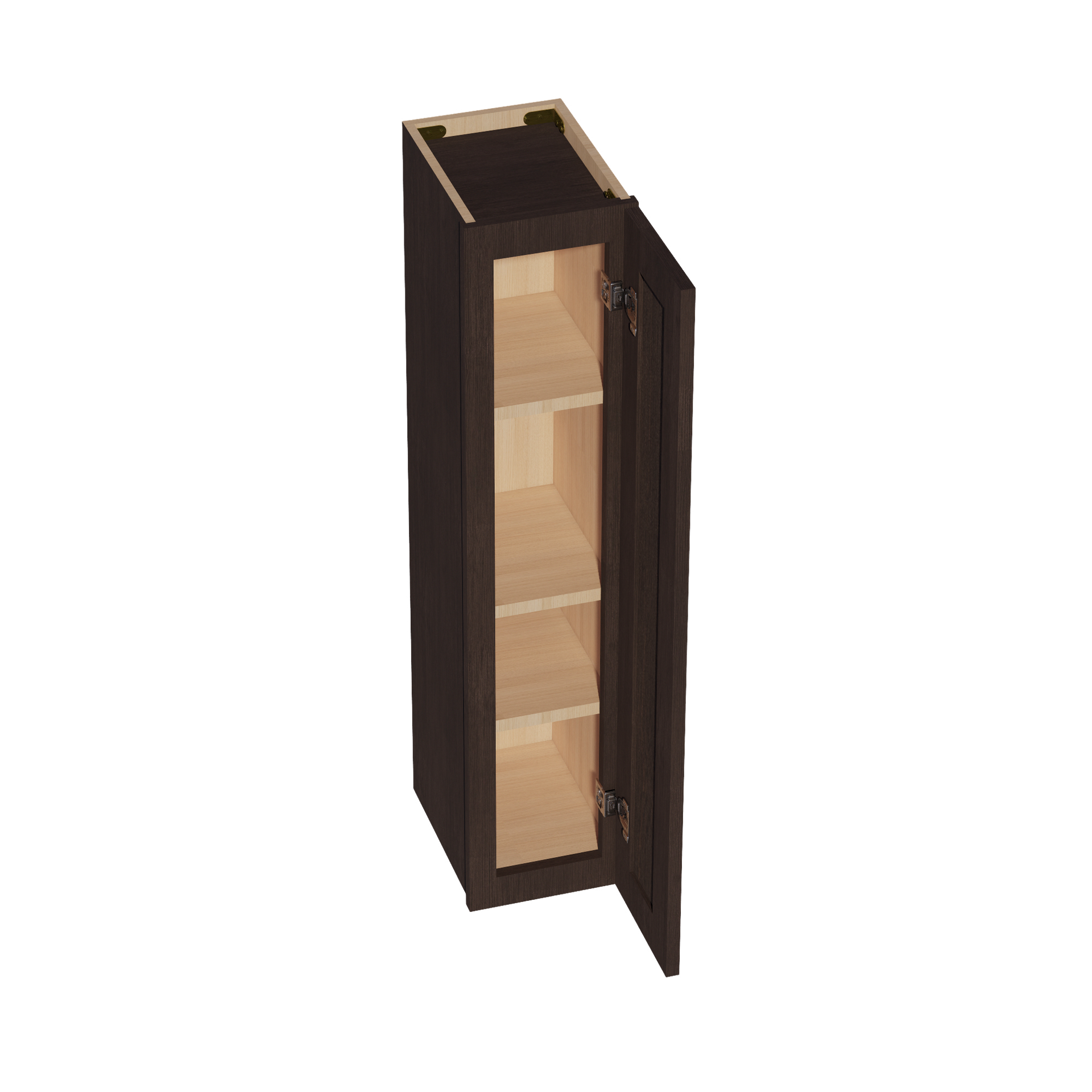 W0942-SSE  Wall Cabinet 1 Door & 2 Shelves - Slim Shaker Style - Espresso   09"W x 42"H x 12"D