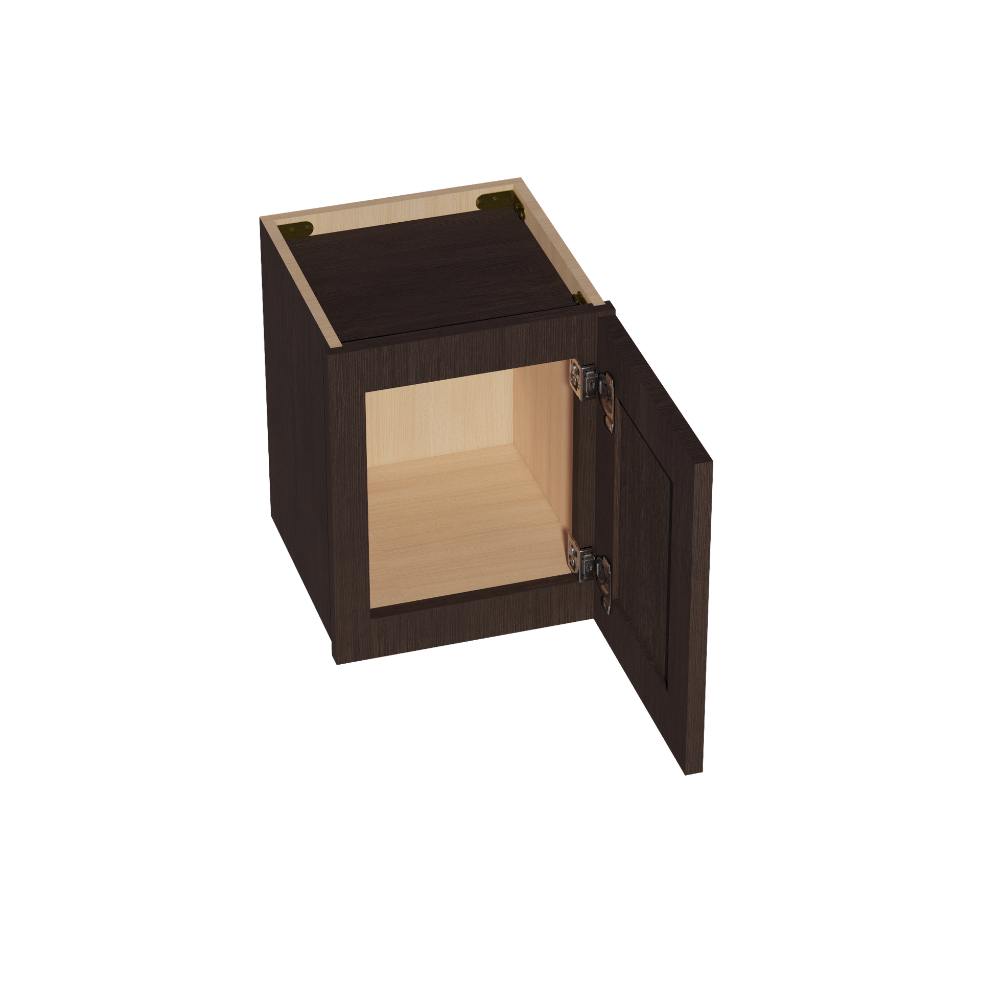 W1215-SSE  Wall Cabinet 1 Door & 2 Shelves - Slim Shaker Style - Espresso   12"W x 15"H x 12"D